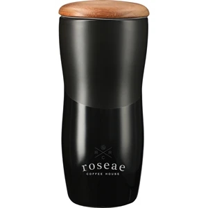 Reno Double Wall Ceramic Tumbler w/Wood Lid 10oz