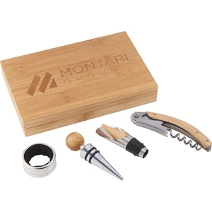 4 Piece Bamboo Wine Gift Set