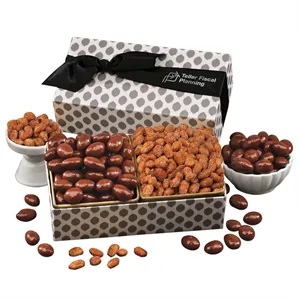 Chocolate Almonds & Honey Roasted Peanuts in Dot Gift Box