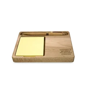 Memo and Pen Wood Desk Set
