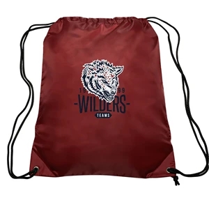 GO-EZ Polyester Drawstring Backpacks w/ 1 Color Imprint