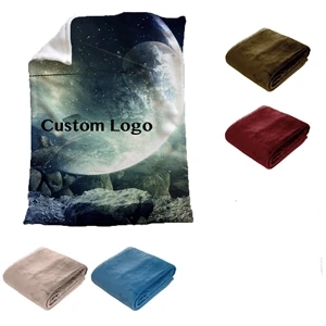 Custom Logo Super Soft Flannel Blanket, Throw Blanket