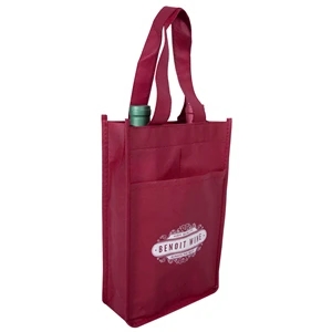 Bouquet Non-Woven Two Bottle Wine Bags w/ 1 Color Imprint