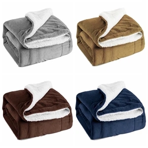 Custom Logo Alpine Fleece Micro Mink Sherpa Blanket