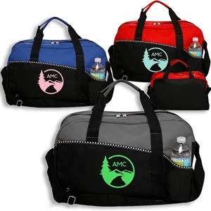 Two Tone Zippered Duffel Bag w/ Shoulder Strap (18" x 10.5")