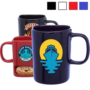 Glossy Ceramic Coffee Mug w/ Cookie Holder 7 oz.