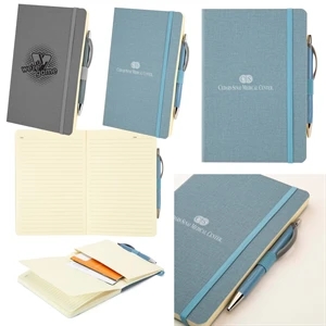 Crosshatch PU Notebook With Pen