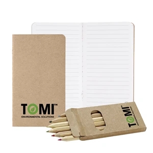 Mini Notebook & 6-Color Pencil Set