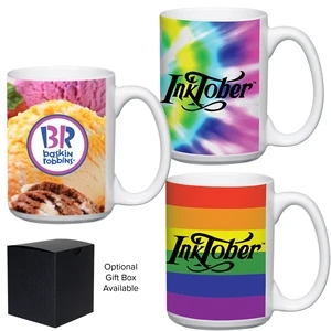 15 oz Full Color White Stoneware Magna Mug
