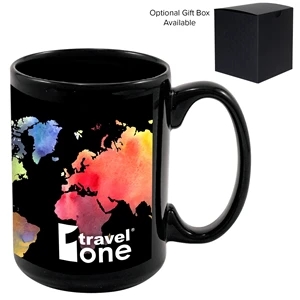 15 oz Full Color Black Stoneware Magna Mug