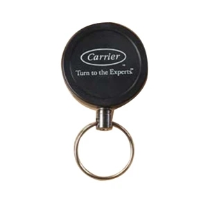 Retractable Key Ring With Heavy Duty Puller, Metal Cord, And Black Plastic Front