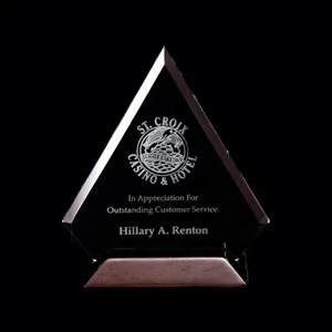 Regal - Rectangle - Beveled Jade Glass Award With Polished Rosewood Base