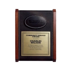 Entrepreneur - Leather Oval - Dynasty Ii And Stitched Leather Pillar Plaque