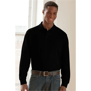 Long Sleeve Soft-Blend Double-Tuck Pique Polo