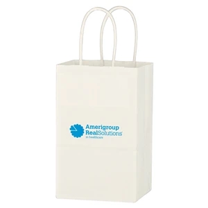 Kraft Paper White Shopping Bag - 5-1/4" x 8-1/4"