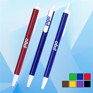 Click-action Ballpoint Pen w/ White Clip