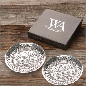 York 2-Piece Round Metal Coaster Set
