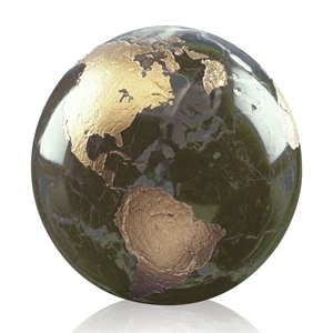 Gold Filled Marble Globe - Green