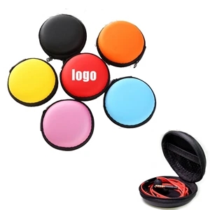 Round Shape Earphone Storage Case Printing Logo