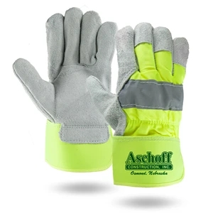 Hi-Viz Leather Palm Gloves