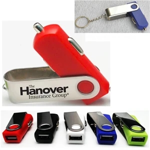 Swivel USB Mobile Car Charger - Metal