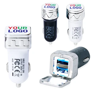 Dual Car USB Phone Charger - Metal