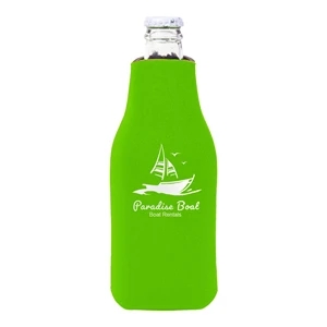 Zipper Beer Bottle Cooler w/ 1 Color Imprint