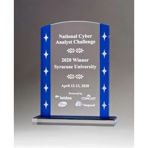 Clear Acrylic Award with Blue Edges and Silver Stars