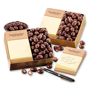 Beech Sticky Note Holder with Chocolate Covered Almonds