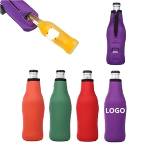 Custom Logo Neoprene Beer Bottle Cooler with Opener