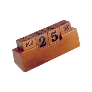 Wooden Cube Calendar Blocks with Stand