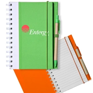 Recyclable Spiral Notebook w/ Pen Two-Tone ECO Notepad