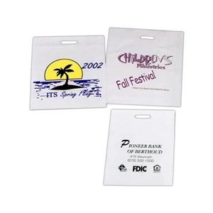 3 Working Days - Custom Printed Plastic White Die Cut Fold Over Handle Bag, 2 Mil