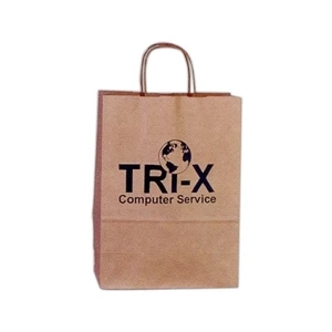 Natural - 6 Working Days - Kraft Paper Bag With Twisted Paper Handles, 10" X 5" X 13"