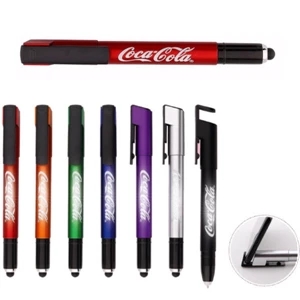 LED Illuminated Logo Stylus Pen W/ Phone Stand - 3-In-1