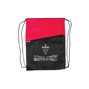 Custom Logo Two-Tone Poly Drawstring Backpack With Zipper