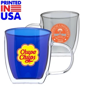 10 oz. Double Wall Glass Coffee Mug w/ Custom Logo