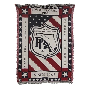 Custom Logo 48 x 68, 2.2 lb., Custom Woven Throw USA Made