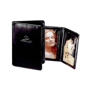 Atlantis - Tuscan Cowhide Leather Picture Frame Travel Case Opens Up To Two 4" X 6" Windows