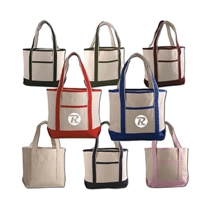 Custom Logo Heavy Duty Canvas Boat Tote Bag with Front Pocket