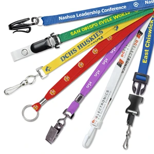 3/8" Custom Silkscreen Lanyards, Flat Ribbed Polyester