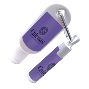 Custom Logo 1 OZ. SPF30 SUNSCREEN LOTION WITH CARABINER AND SPF15 LIP BA