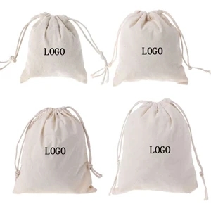 White Cotton Drawstring Bags