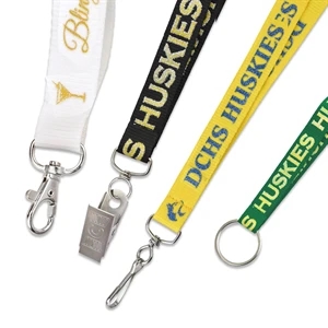 3/4" Glitter Ink Custom Silkscreen Lanyards, Flat Ribbed