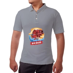 Custom Logo Men's Grey Polo Shirt - Printed (Front and Back)