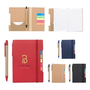 Notebook with Pen and Sticky Flags