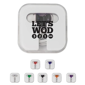 Earphones in Square-Shaped Case