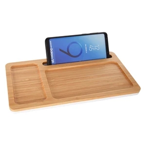 Bamboo Wireless Charging Pad Desktop Organizer