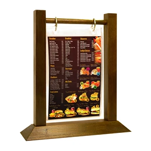 Wood Table Tent With One Clear Vinyl Page Protector