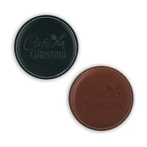 Vintage Leather Round Coaster